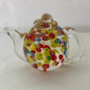 Italian Art Glass Teapot  Figurine Heavyweight